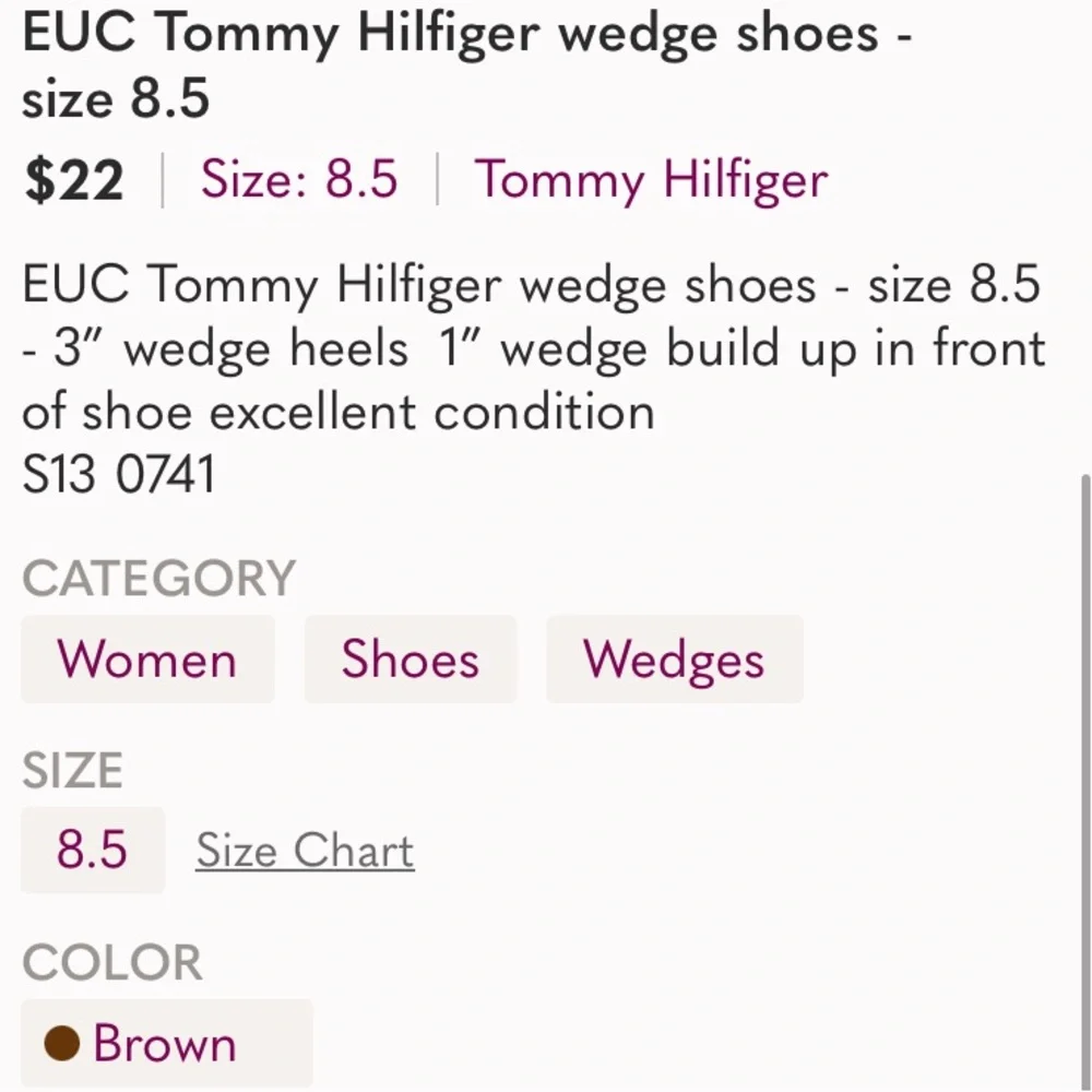 Excellent Preowned Condition Tommy Hilfiger Wedge Sandals Size 8.5. Very Cute